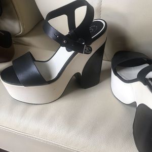 Chanel Wedge Black & White Sandals